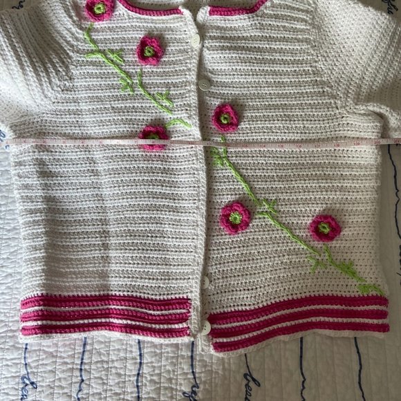Handmade 100% Cotton Crochet Boxy Cardigan. Sz M EUC - Picture 4 of 7
